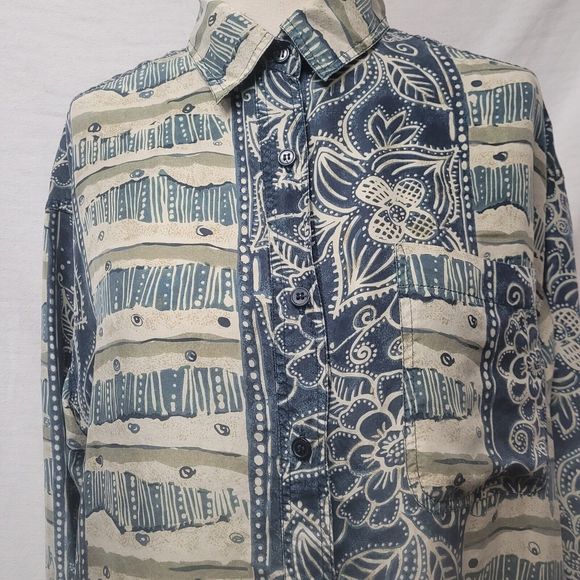 Detail Express 100% Silk Vintage Button Up Shirt Size Medium M. Lightweight - Picture 3 of 9
